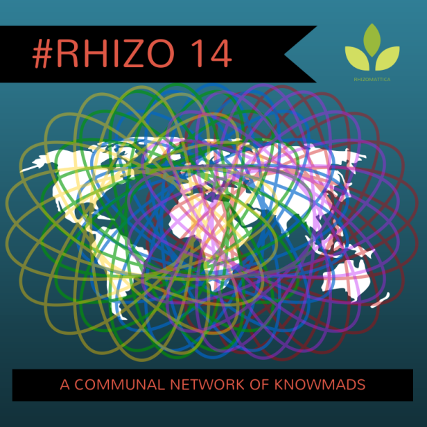 a design I created and offered the Rhizo14 community. Some of us got t-shirts made with this piece of digital art. I used Canva.com in this creation.